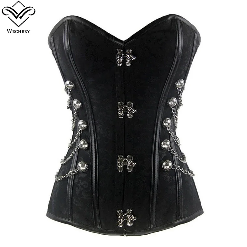 

Wechery Corsage Steampunk Corset Sexy Corsets Bustiers Slim Women Corselet Steel Boned Gothic Corset Tops Plus Size S-6XL