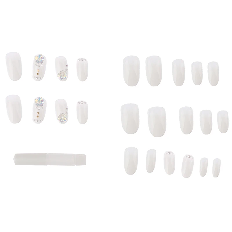 24 шт. белые свадебные туфли накладные ногти Цвет акриловые Гелевые перчатки