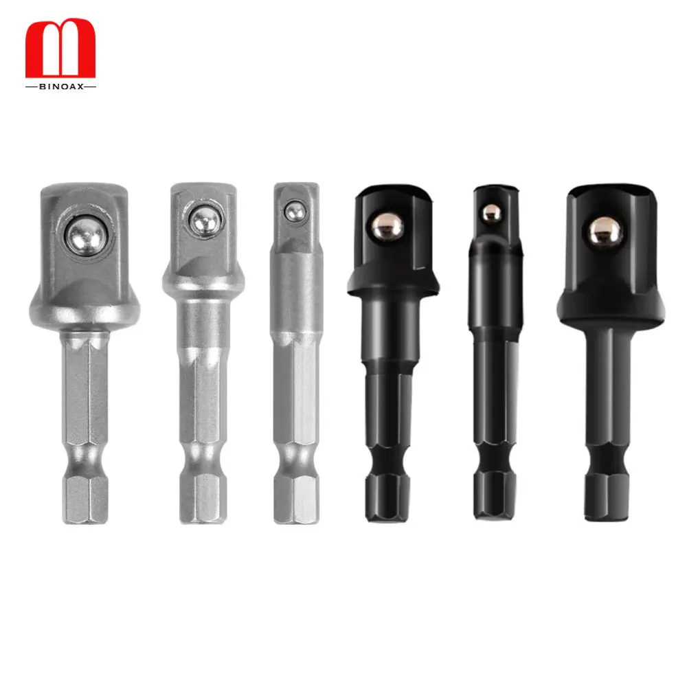 

BINOAX 3pcs Chrome Vanadium Steel Socket Adapter Set Hex Shank 1/4" 3/8" 1/2" Extension Drill Bits Bar Set Power Tools #P40#