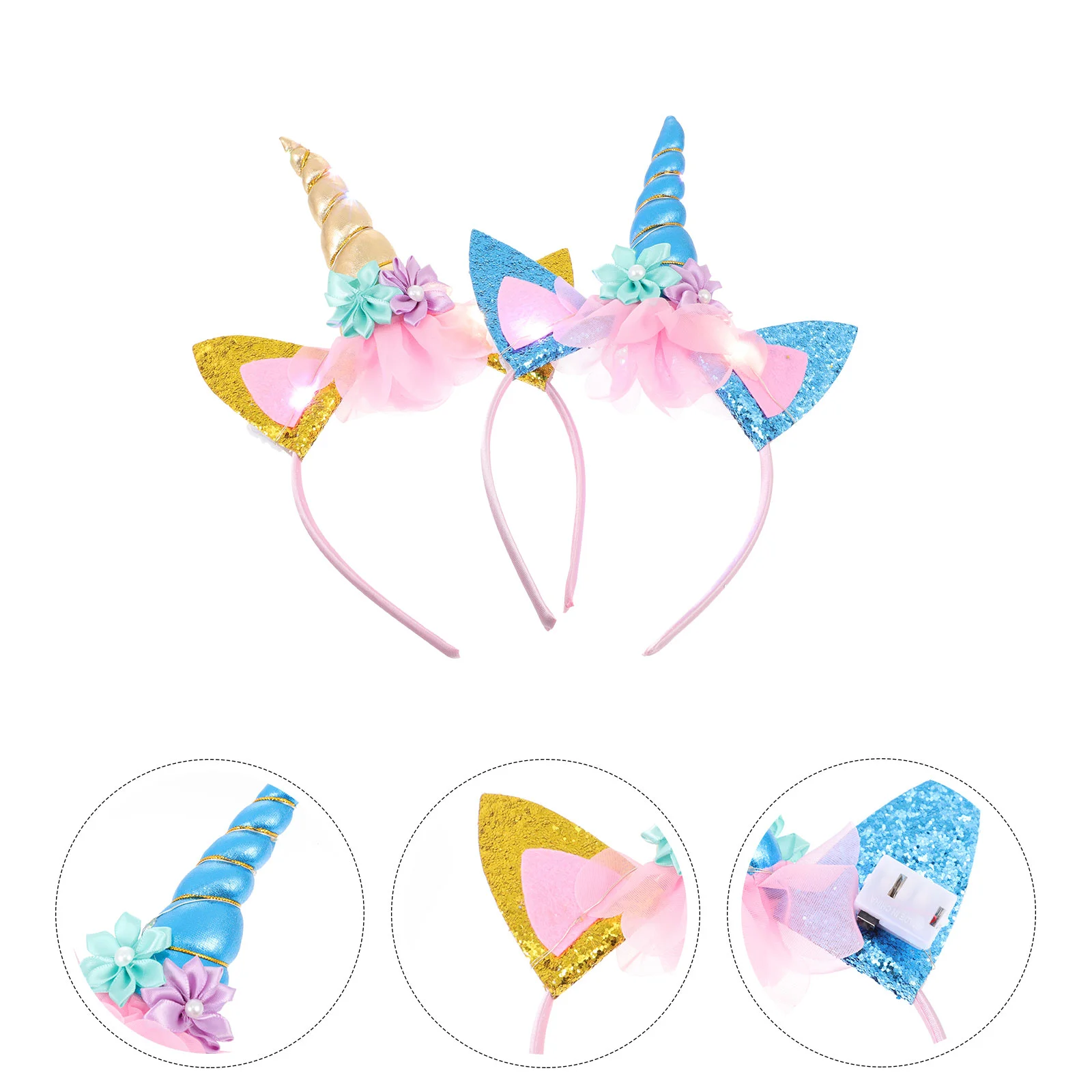 

2pcs Novel Children Glow Headdresses Performance Headbands Party Supplies