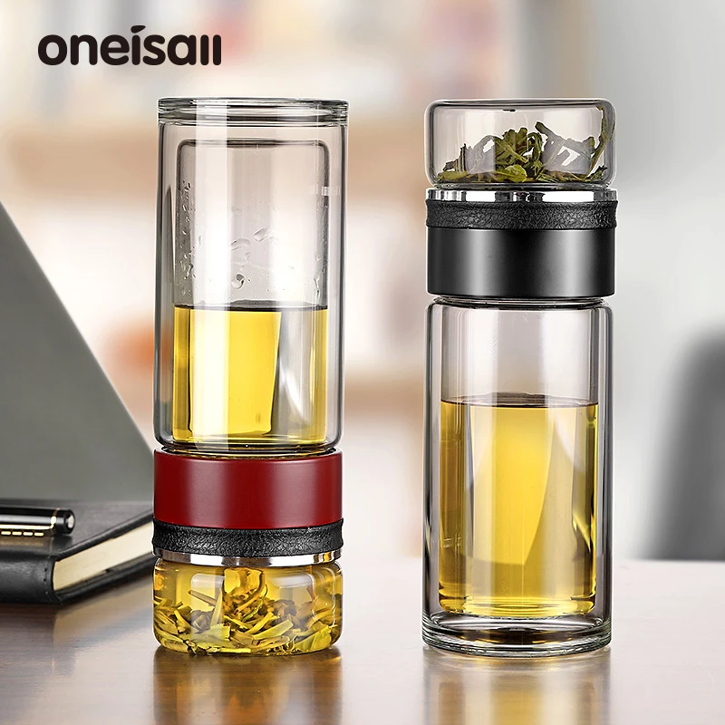 430 мл портативная стеклянная бутылка с двойными стенками чайный инфузер для воды