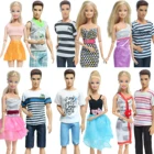 Нарядыкомплект из 2 предметов, летнее Кукольное платье, красочная короткая юбка, Одежда для куклы Барби, для Кена, футболка, штаны, аксессуары, игрушки