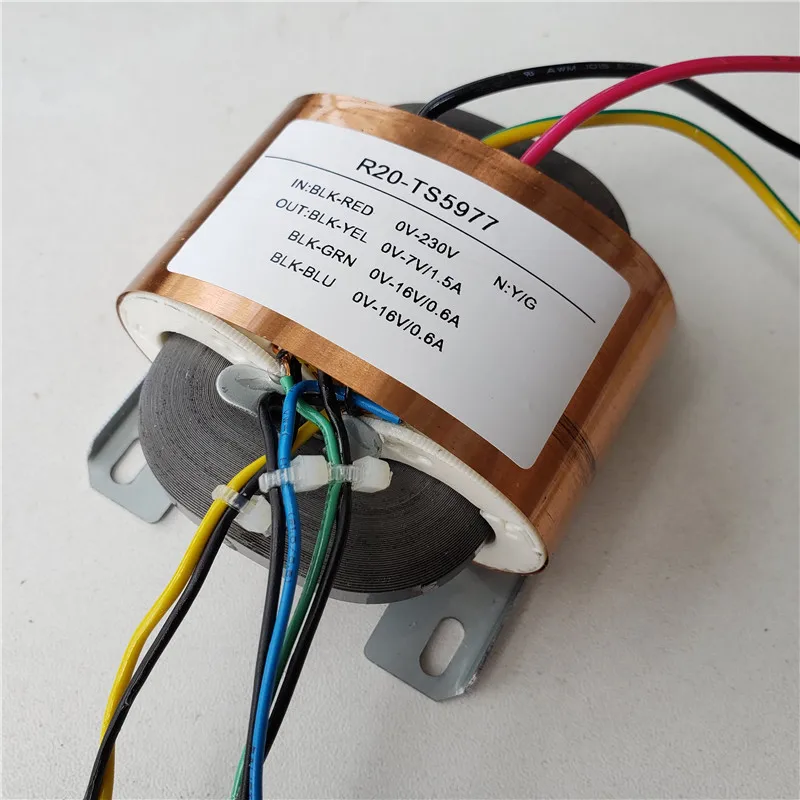 16V 0.6A 7V 1.5A трансформатор R Core R20 пользовательский Трансформатор 230V вход 30VA медный