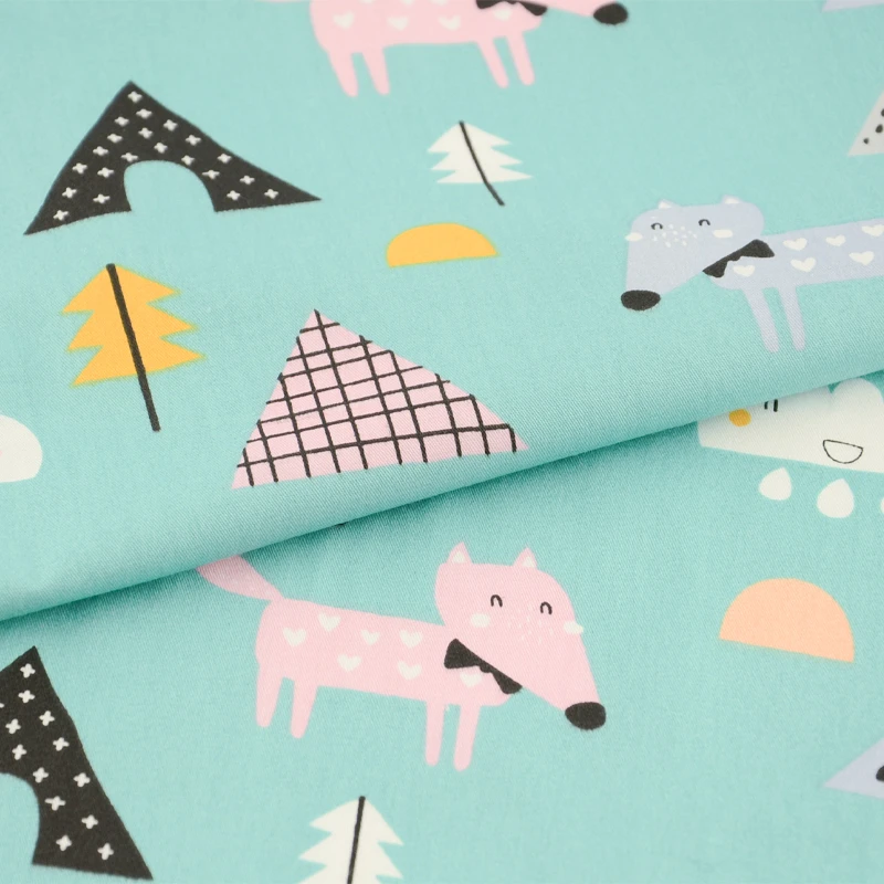 Хлопок teramila ткань метр прекрасная лиса мультфильм шаблон Ткань Quliting Telas DIY