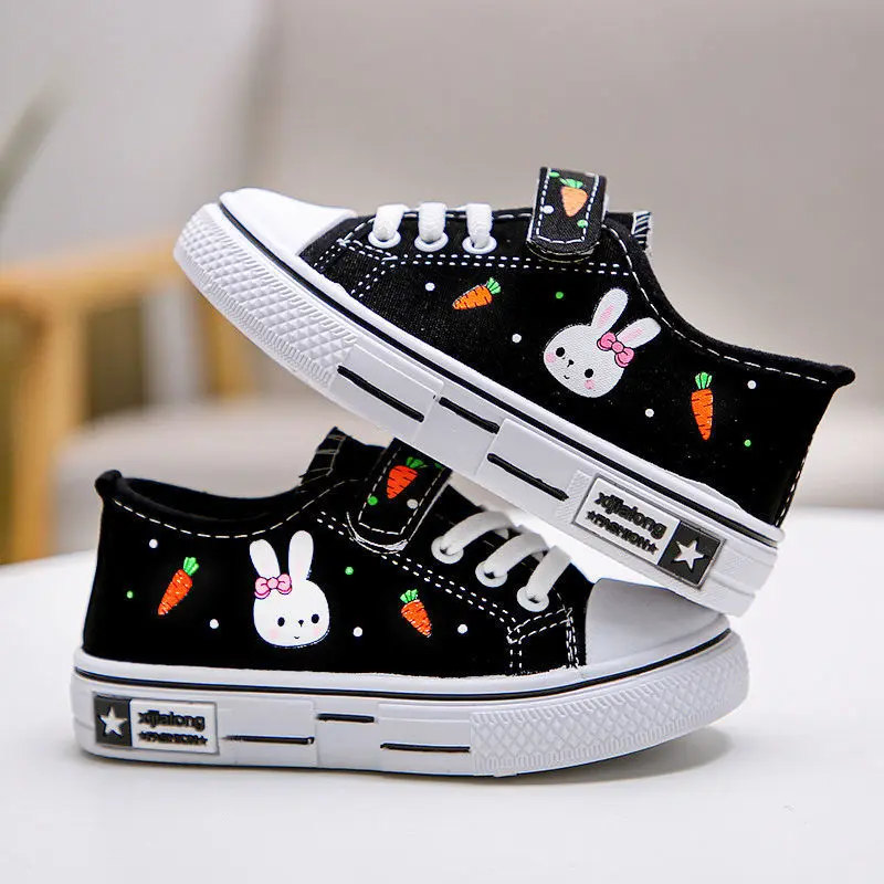 

New Girls Canvas Shoes 2021 Children's Cloth Shoes Student Soft-soled Casual Shoes Girls Lightweight Non-slip Sneakers
