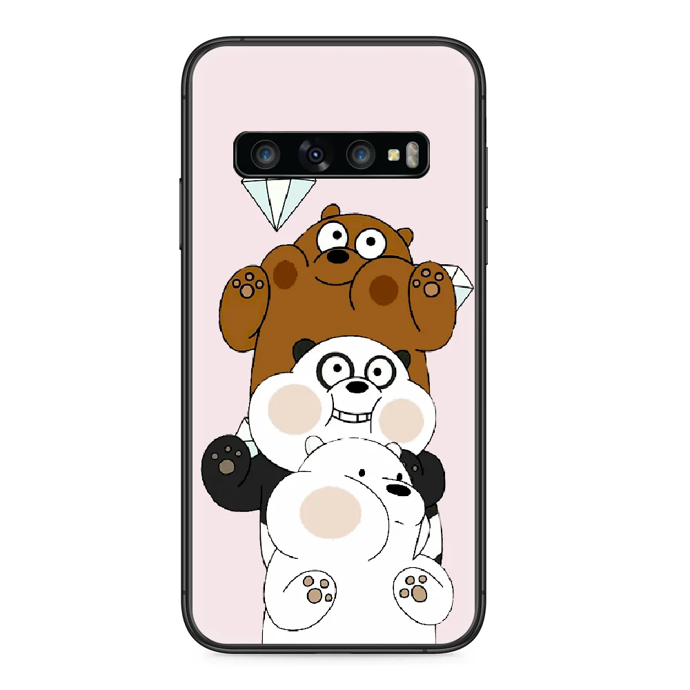 

We Bare Ice Bear Panda Phone case For Samsung Galaxy Note S 8 9 10 20 Plus E Lite Uitra black funda tpu hoesjes luxury shell