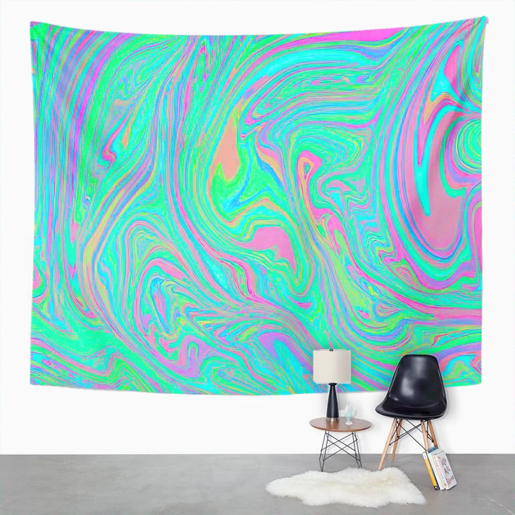 

Psychedelic Tapestry Memphis Style Triangle Seamless Pattern Wall Hanging Home Decoration Picnic Mat Gifts Room Decor Aesthetic