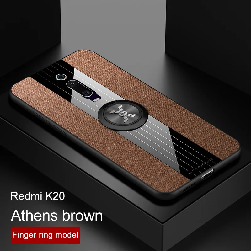Для Xiaomi mi 9 T/mi 9T Pro Чехол магнитный держатель-кольцо для пальца мягкий кожаный из ТПУ чехол для красного mi K20 Pro Матовая силиконовая задняя крышка - Цвет: Brown with ring