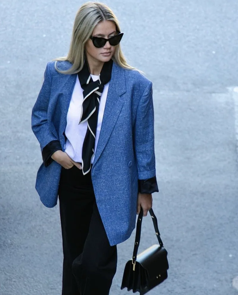 Классический двубортный Блейзер Loreo из смеси льна классические блейзеры