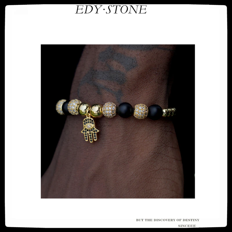 

Браслет женский/мужской, из черного золота, с фианитами