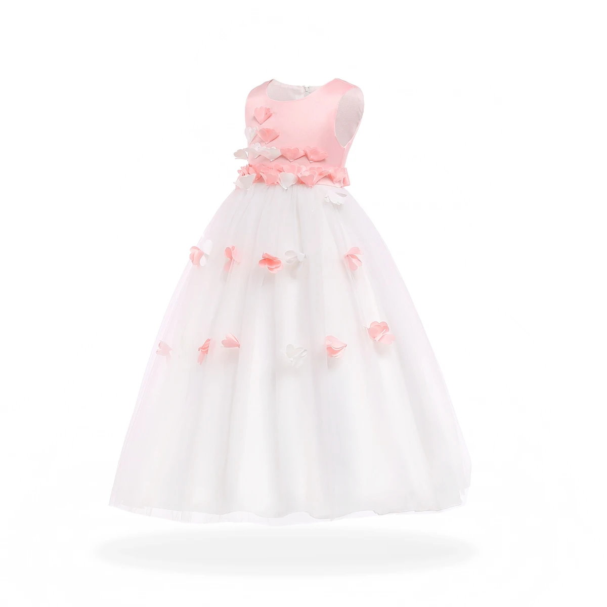 Free Shipping Ankle Lenght Girl Party Dress 2021 New Arrival Child Pageant Dresses patchwork Flowers Kids Evening Gowns Lavender |