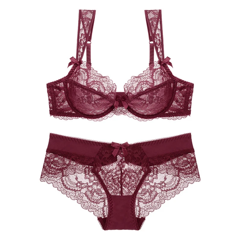 Сексуальный кружевной прозрачный бюстгальтер с камнями Ультратонкий комплект