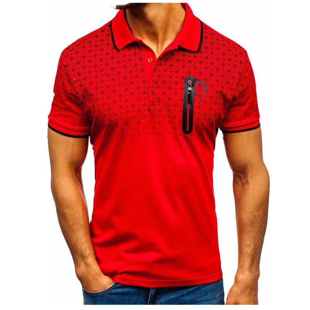 Мужская приталенная футболка поло Повседневная дышащая однотонная деловая