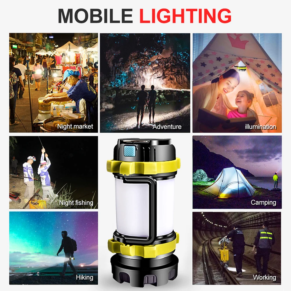 Super Bright LED Flashlight Barbecue light Portable Spotlight searchlight USB Rechargeable torch led working light camping light