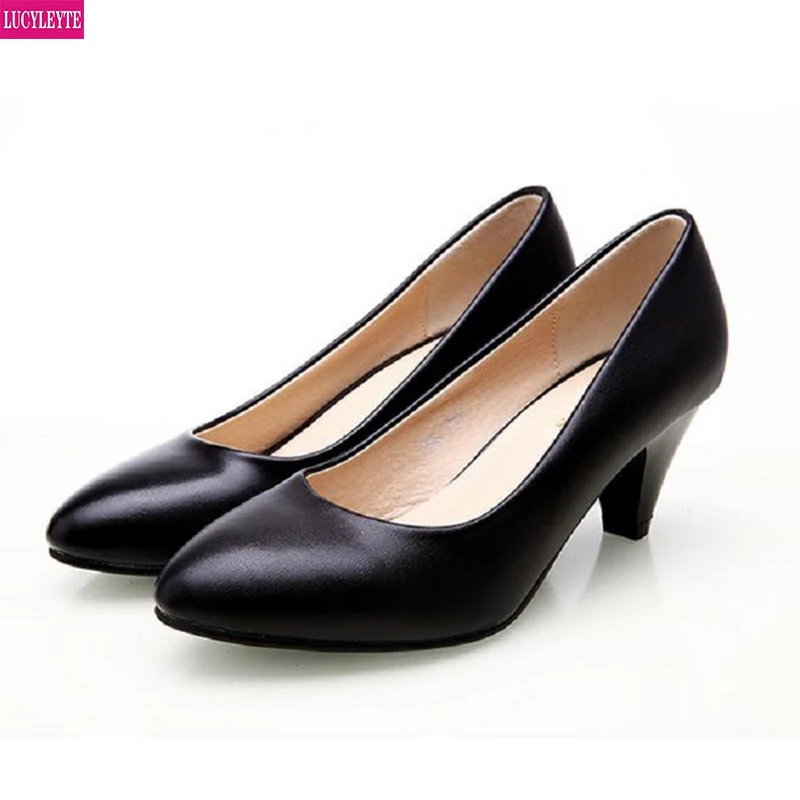 Dermis-zapatos de trabajo profesionales para mujer, calzado de suela suave con tacones altos y zapatos de trabajo, color negro, para primavera y otoño