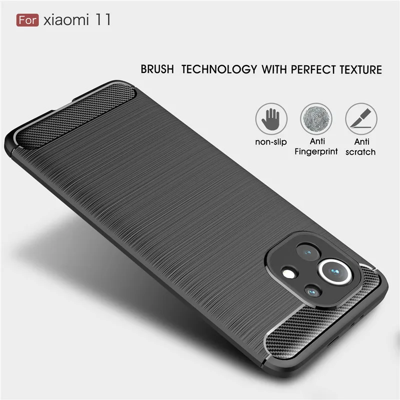 leather case for xiaomi Dành Cho Xiaomi Mi 11 Ốp Lưng Chống Sốc Sợi Carbon Dẻo Silicone Ốp Lưng Điện Thoại Xiaomi Mi11 Mi 11 Mềm Mại Ốp Lưng TPU xiaomi leather case case