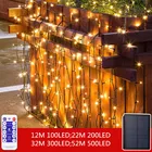 Светодиодная Водонепроницаемая уличная гирлянда на солнечной батарее, наружная Рождественская елка, декоративный шнурок для сада, уличное освещение, 52 м, 500 светодиодов