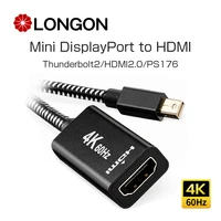 longon mini displayport to hdmi 4k60hz adapter cable mini dp thunderbolt to hdmi adapter nylon braided for macbook tv surface