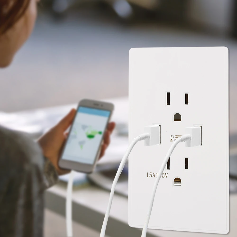 Настенная розетка с двумя USB-портами 15 А | Обустройство дома