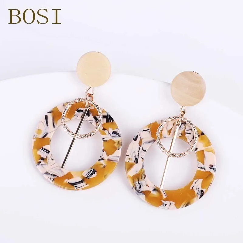 16 Серьги для женщин, акриловые, Boho, ацетат, висячие серьги, модные, большие, богемные, аксессуары, геометрические, Роскошные, трендовые, для лица - Окраска металла: 16
