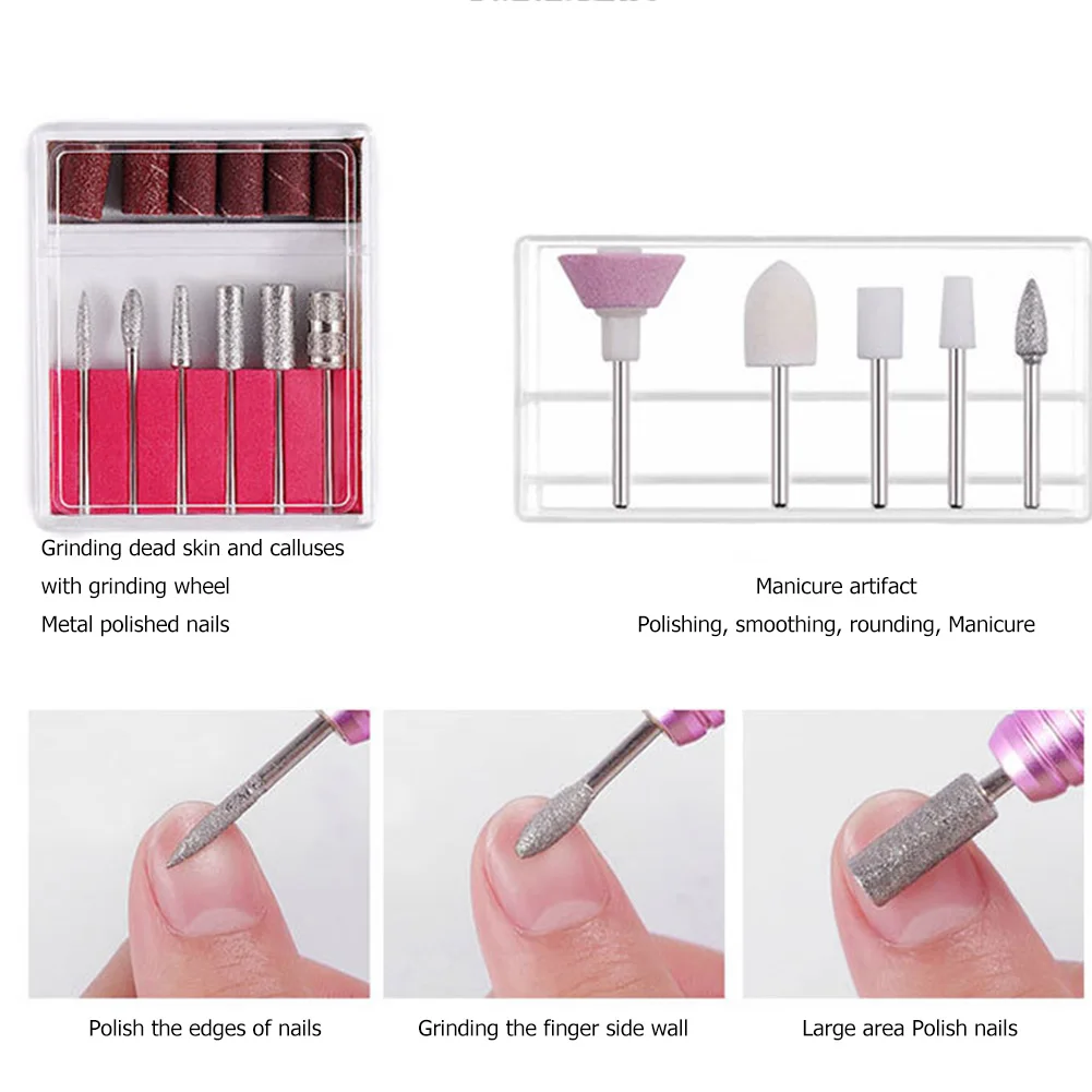 

Portable Electric Nail Drill Nail Drill Machine Set Pen Manicure Machine Pedicure Nail File with 2 Set Grinding Head