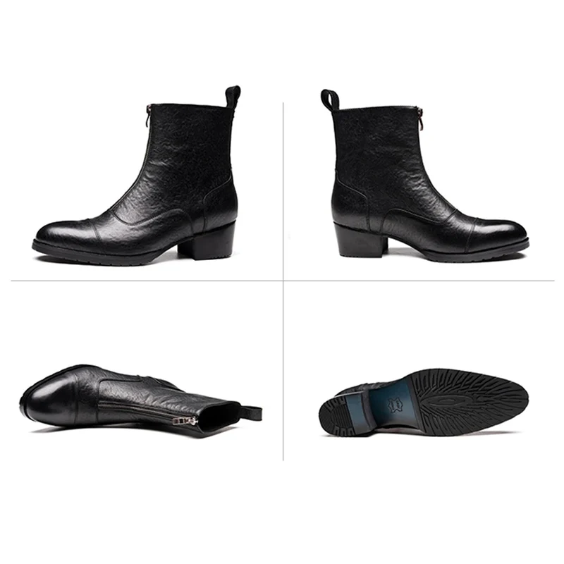 Зимние стильные мужские теплые ботинки на высоком каблуке для верховой езды