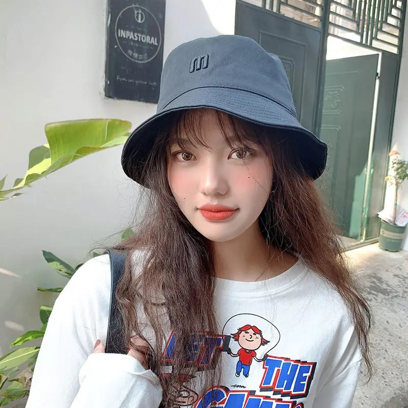 

M Letter Embroidery Caps Fashion Casual Couple Bucket Hat Summer New Simple Wild Girl Women Fisherman Hat