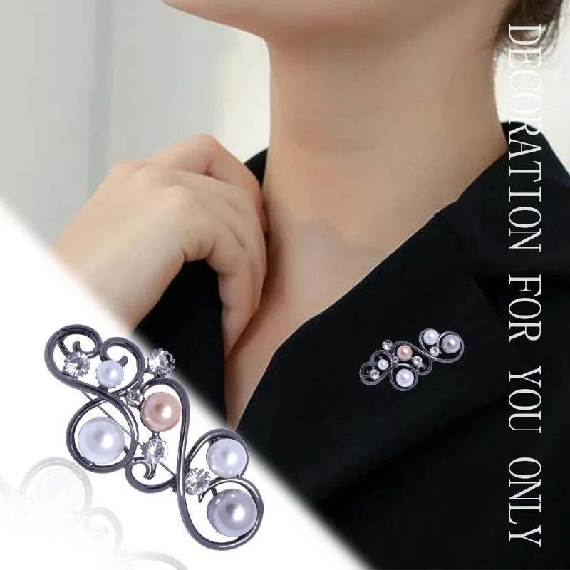 Винтаж высокого качества жемчуг брошь со стразами анти-светильник костюм платье