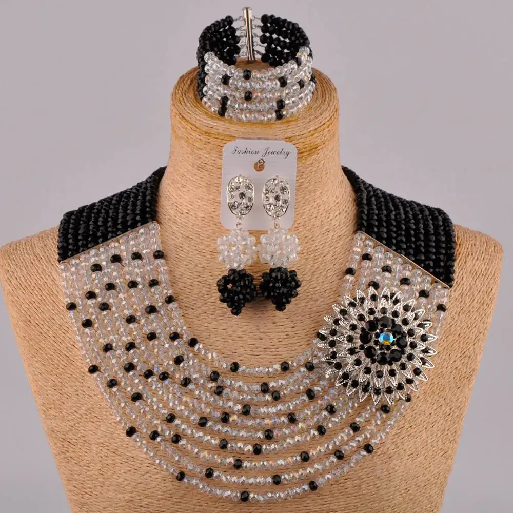 

black and clear ab african jewelry set 10SZ