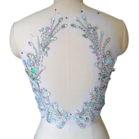 hand beaded sewing custom made 31x34cm back sew on prom evening dress rhinestones designs ab applique patch sewing diy for dance