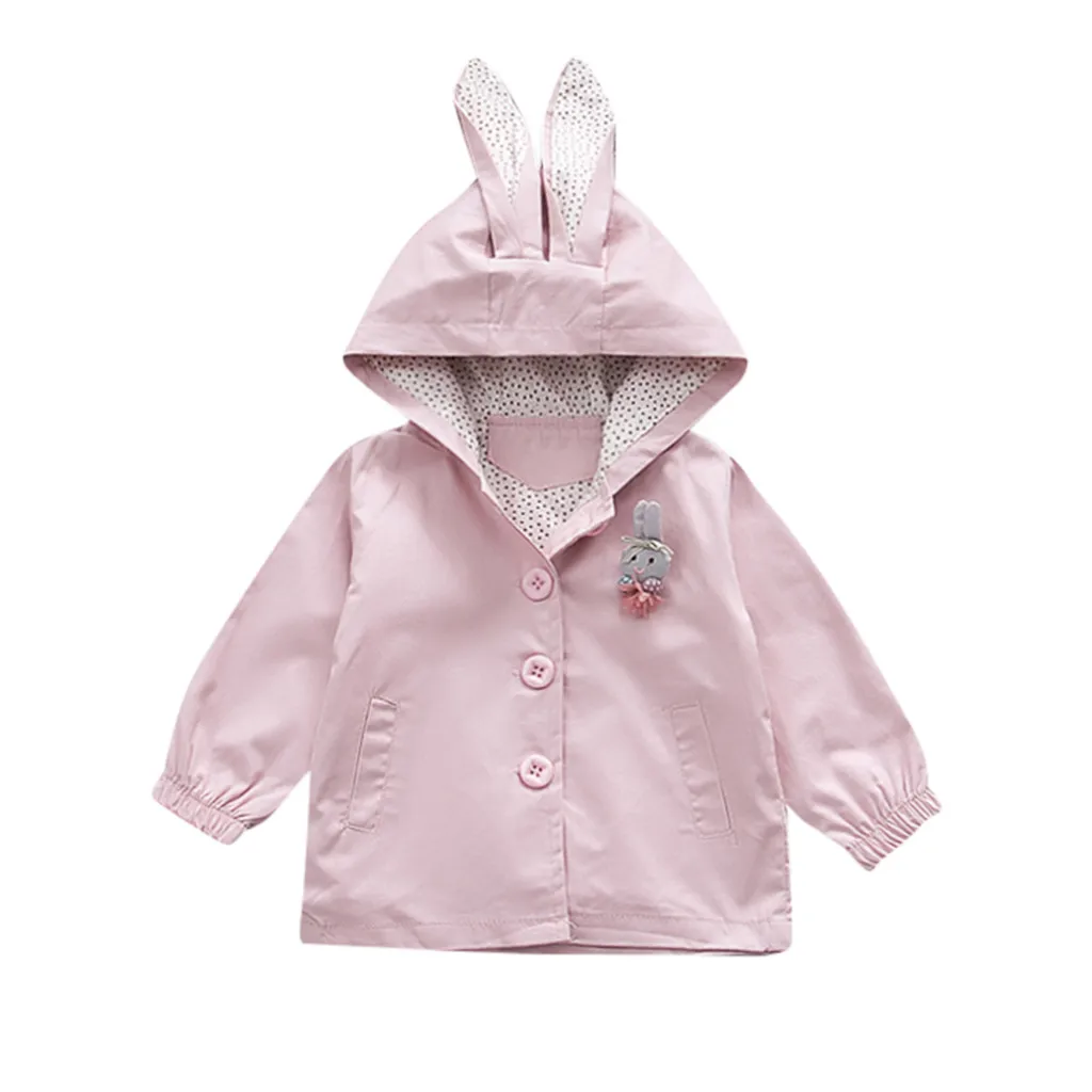 

TELOTUNY baby girl autumn Rabbit Ear Hooded Windproof Coat Outwear girl Casual Clothes children's kids thin jackets ZO10