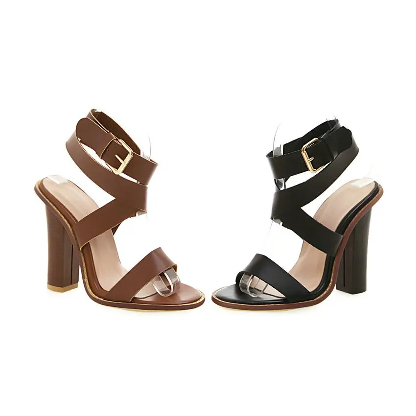 Женские сандалии ESVEVA элегантные черные туфли на высоком каблуке с ремешком