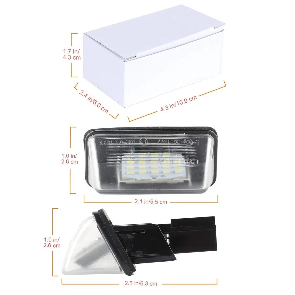 

1 Pair 18 LED White License Number Plate Light Error Free Canbus Lamp Fit for Peugeot 206 207 307 308 Citroen C3 C4 C5 C6