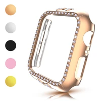 exquisite bowknot pc cover for apple watch 7 case series 6 se 5 4 women diamond bumper 41mm 45mm 40mm 44mm for iwatch frame