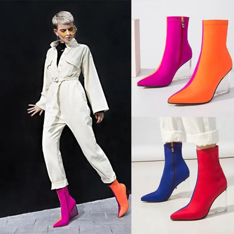 Ботильоны для женщин повседневные короткие ботинки женские на прозрачном