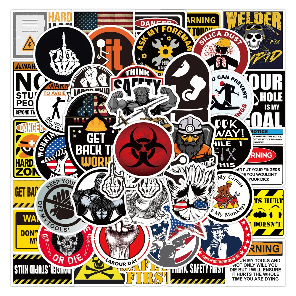 

10/30/50PCS Trend Helmet SafetyHat Cartoon Graffiti Sticker Car Trunk Water Cup Refrigerator Sticker Wholesale