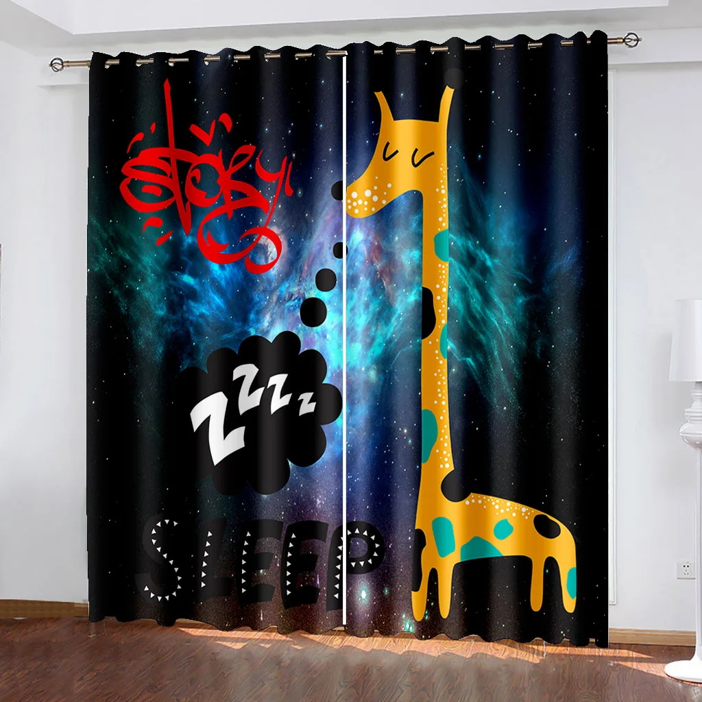 

Kids Bedroom Blackout Curtains Cartoon Animal Printed Window Curtains Living Room Drapes Decor(2 Panels) Cortina Cortinas カーテン