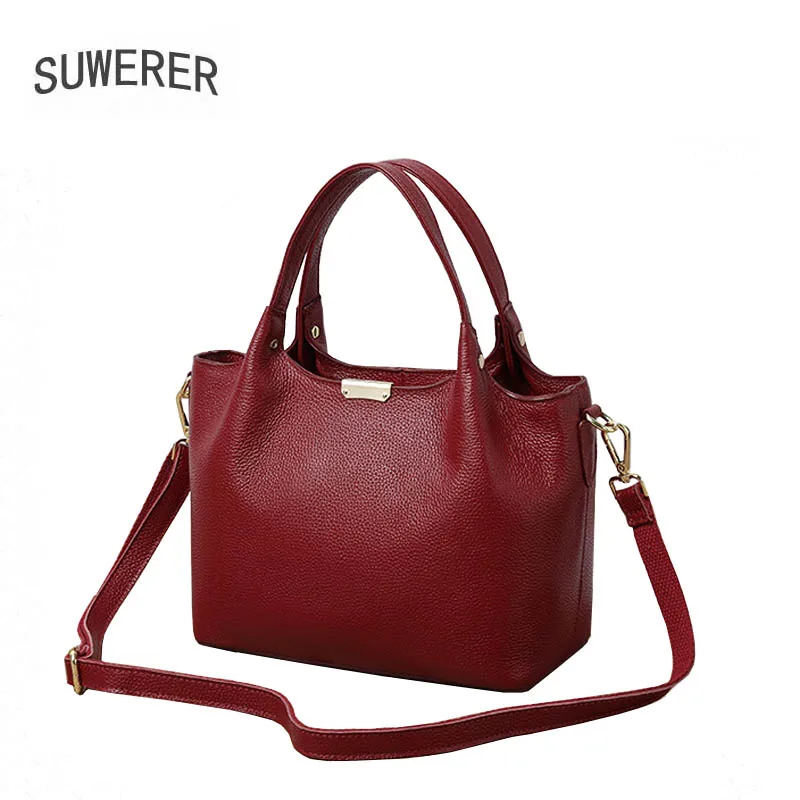 

SUWERER 2020 New Women Genuine Leather bag fashion cowhide bag Large capacity tote bag women famous brand
