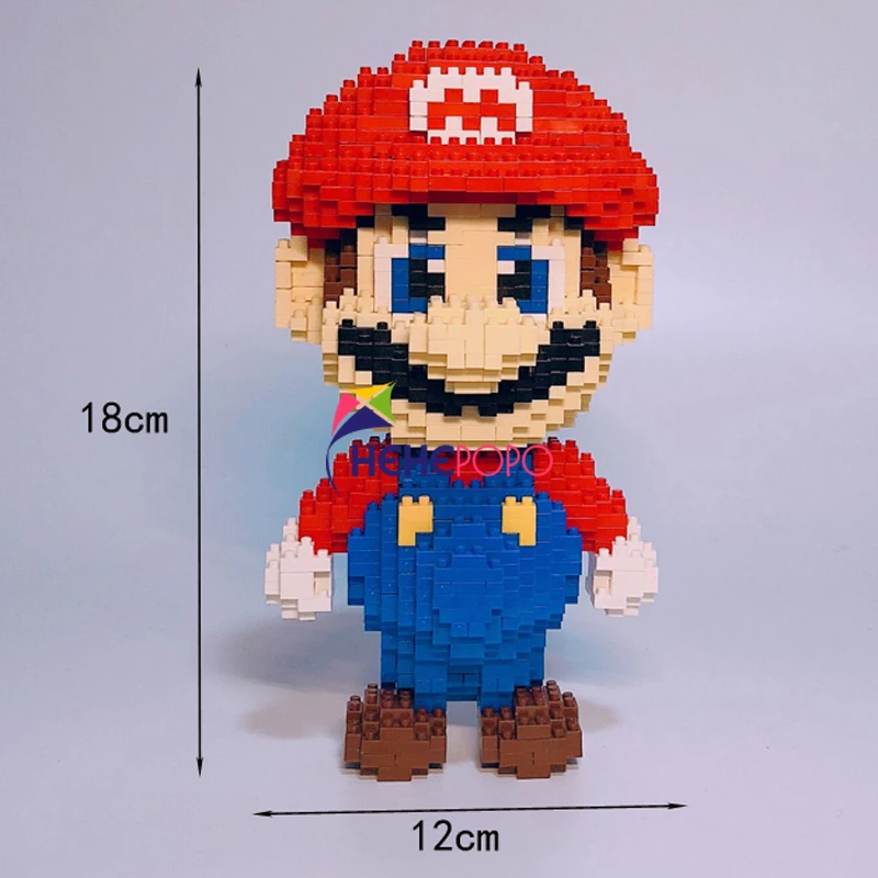 Bloques de construcci&oacute;n de Super Mario para ni&ntilde;os, 1350 piezas, rojo, Micro bloques, DIY, figuras de subasta de dibujos animados, juguetes para ni&ntilde;os, regalos para ni&ntilde;os, 9003-1