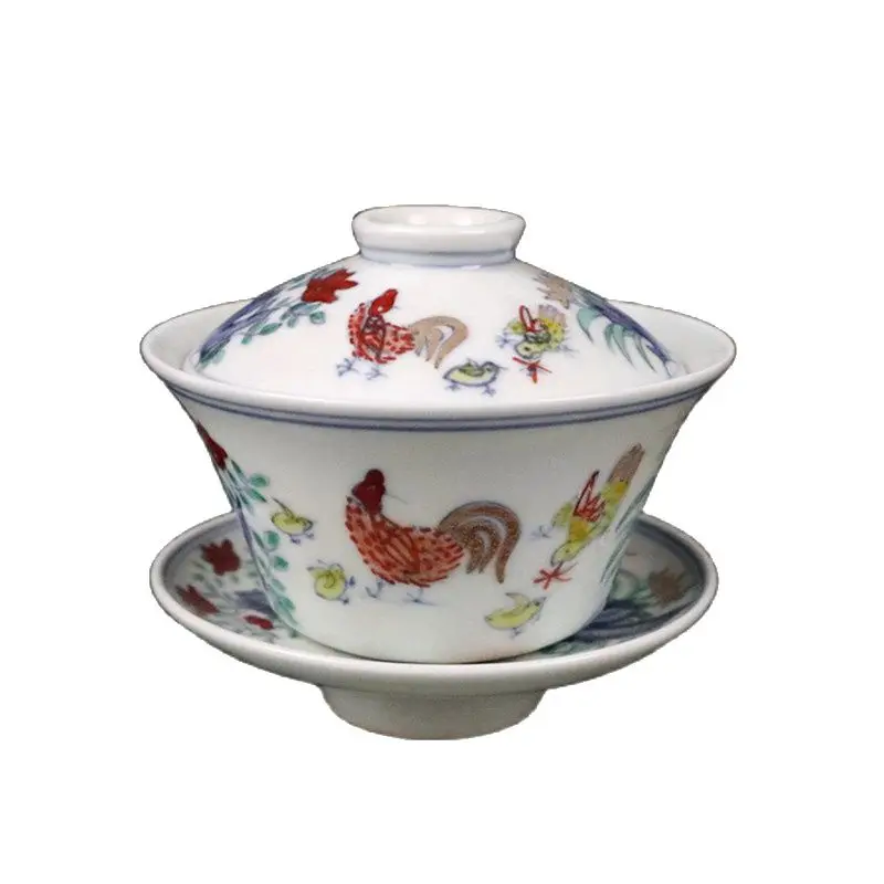 

China's second-hand Daming Chenghua doucai family picture covered bowl