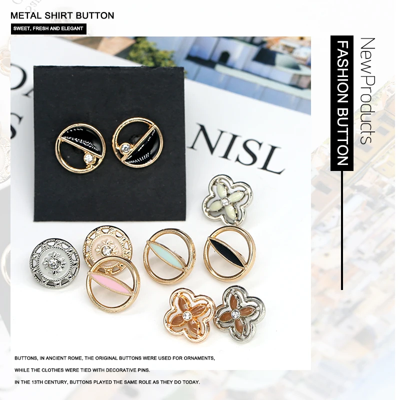 10 шт. 11 мм 12 декоративные пуговицы цветок для женщин рубашка одежда металлические