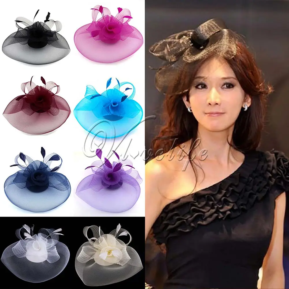 Женская вуаль высокого качества женские вечерние головные уборы пряжа перья