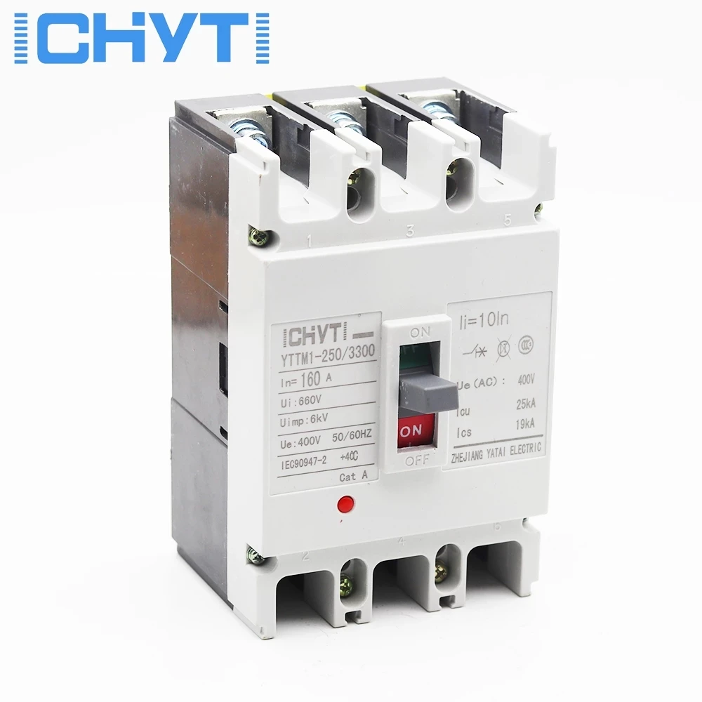 

MCCB Moulded Case Circuit Breaker 250A Triple phase 3P 4 Poles Ground Protector High current power distribution