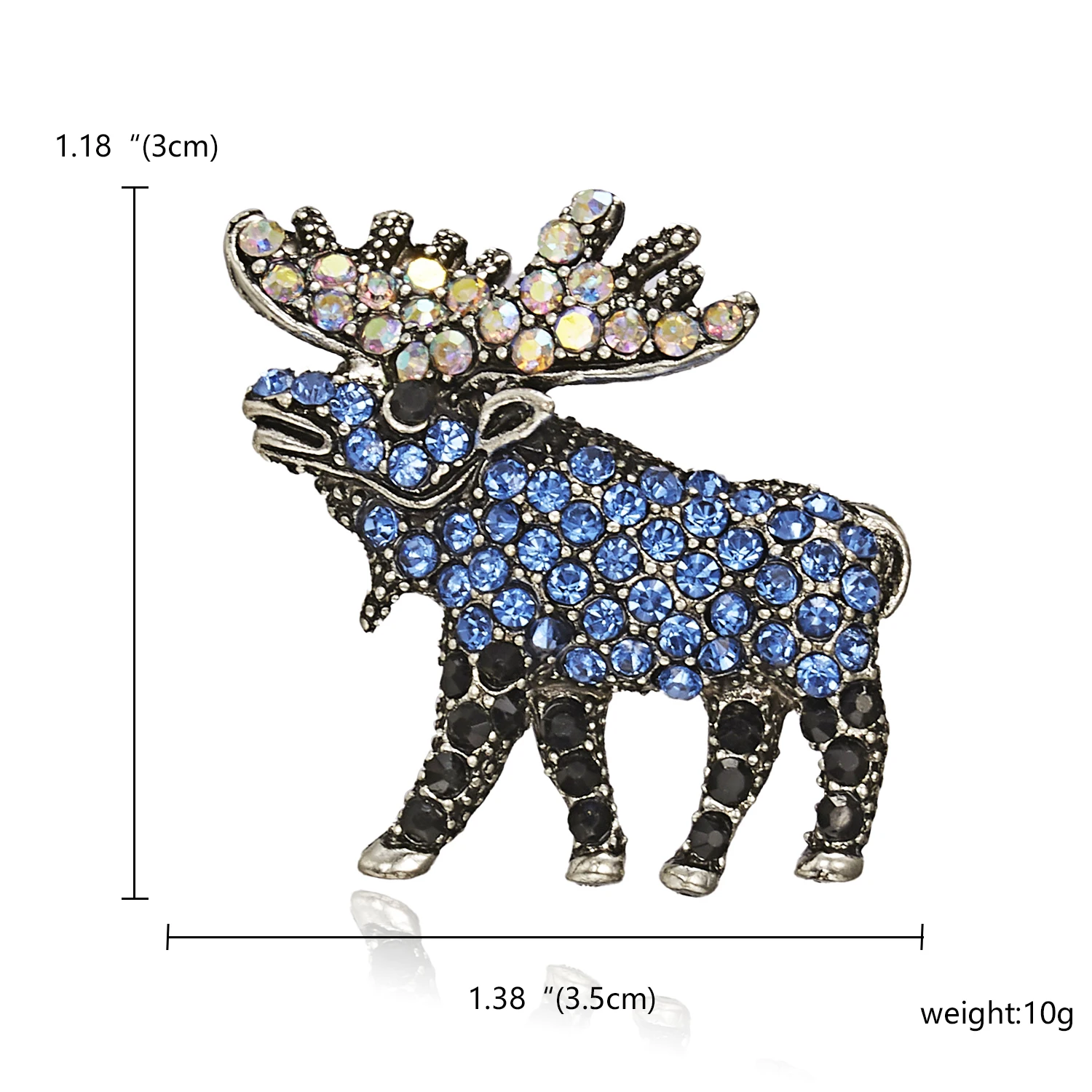 

RINHOO Full Rhinestone Deer Brooches for Women Christmas Reindeer Pins Luxury Blue Crystal Brooch Coat Corsage Fashion Jewelry