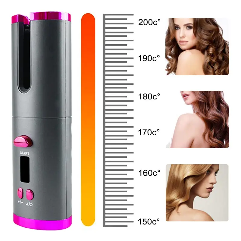 Полностью автоматическая беспроводная вращающаяся плойка с зарядкой от USB щипцы