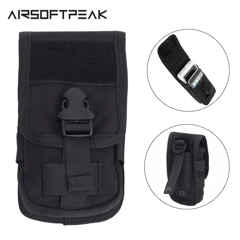 Airsoftpeak двойной слой тактический Чехол для мобильного телефона 1000D нейлон водонепроницаемый Molle система с пряжкой чехол портмоне открытый
