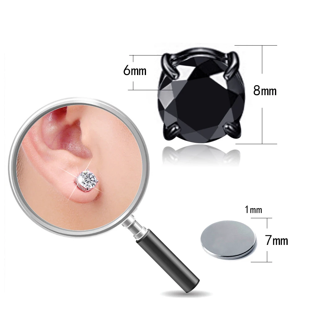 Пистолет 1 пара не пирсинг Круглый Циркон Магнитный Стад Серьги для женщин и