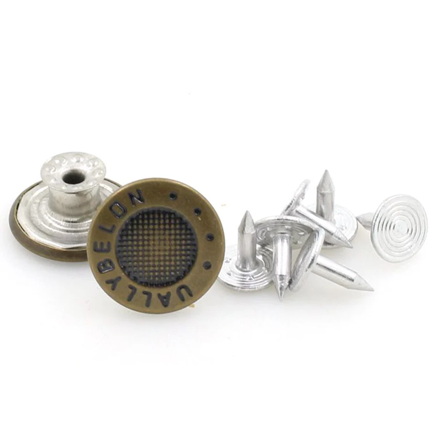 10 Pcs/lot 17mm Retro Metal Button Fashion Jeans Buttons for DIY Sewing Clothes Trousers Vintage Combined Buckle Material | Дом и сад