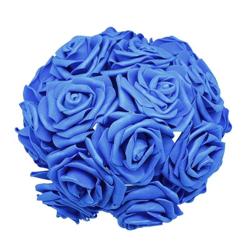 Royal blue 24 шт. 7 см белые розы искусственные из ПЭ пены розы Свадебные украшения Свадебный букет Скрапбукинг Ремесло поддельные цветы DIY Поставки - Цвет: Royal blue