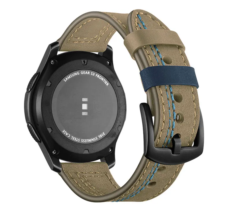 Ремешок из натуральной кожи для samsung galaxy watch 46 мм gear S3 Frontier huawei watch gt 2 46 мм ремешок для часов amazfit GTR 47 мм браслет